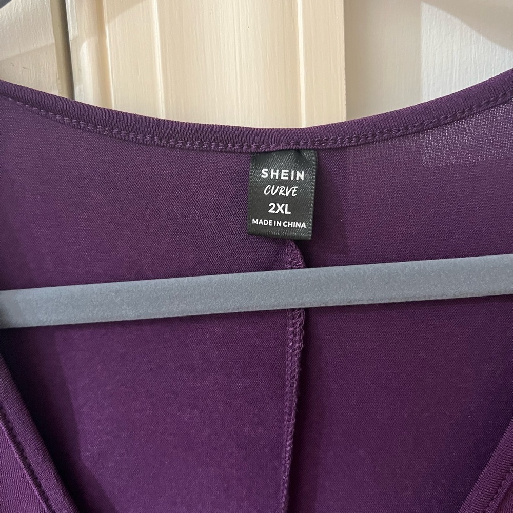 SHEIN Deep Purple Midi Dress with Button Detail - Picture 2 of 5